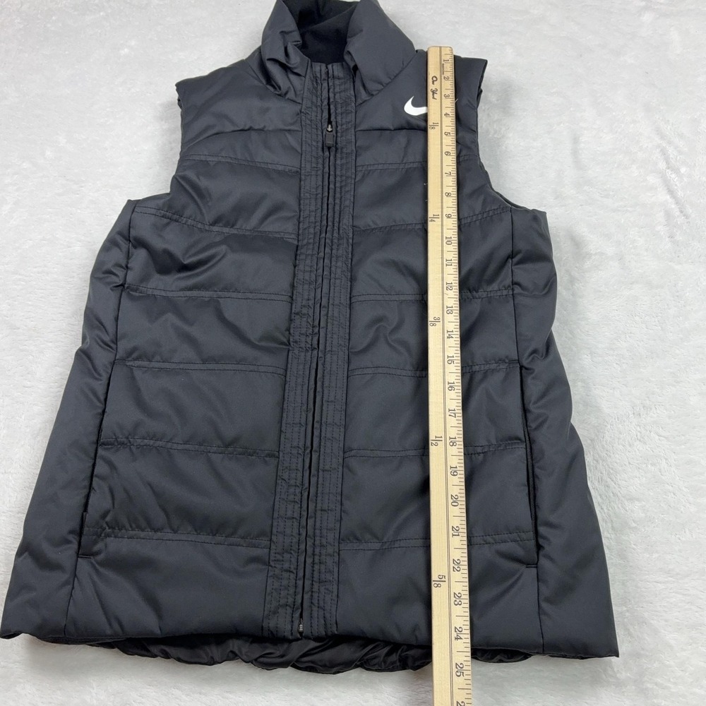 Nike Puffer Vest Womens S Black Insulated Quilted Polyester Lined Collared Short - Picture 10 of 13